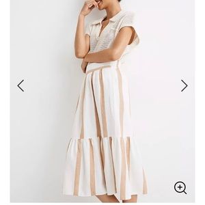 Madewell ruffle hem midi skirt in stripe